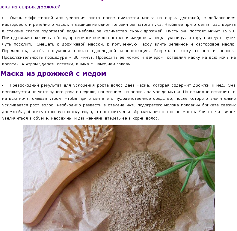 Дрожжи для роста волос, рецепты масок и отзывы