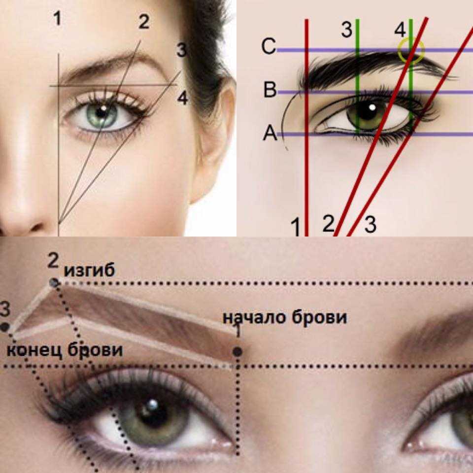 Форма бровей для овального лица (с высоким лбом, без челки)