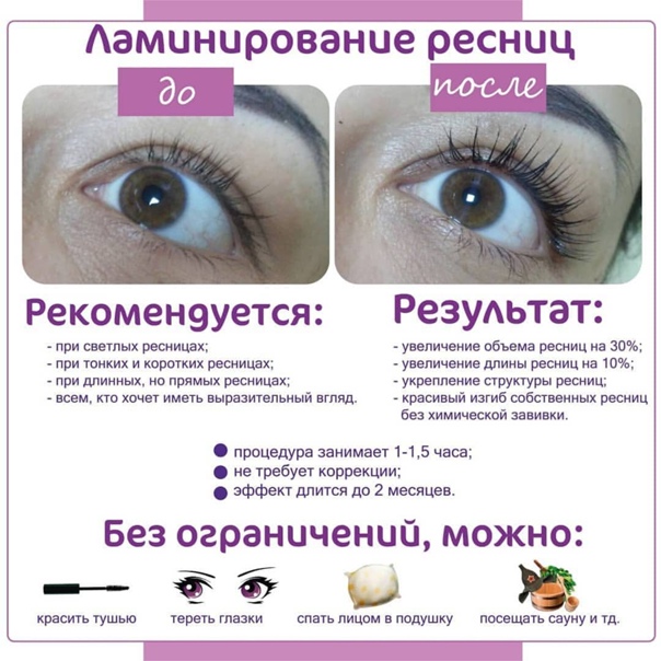 Ламинирование ресниц: описание процедуры, последствия